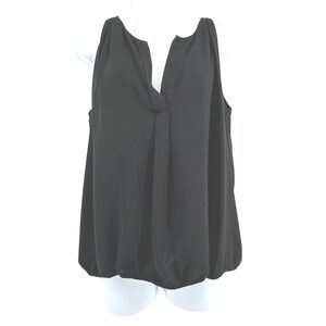 Studio M Tank‎ Top Womens Medium Black Sleeveless V-Neck Bubble Hem Blouse NEW
